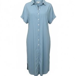 Cupshe Chambray Denim Button Down Midi Dress Size M NWT